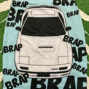 Automotive car skirt, Rotary powered Brap, Mazda RX-7, seafoam blue/green XL